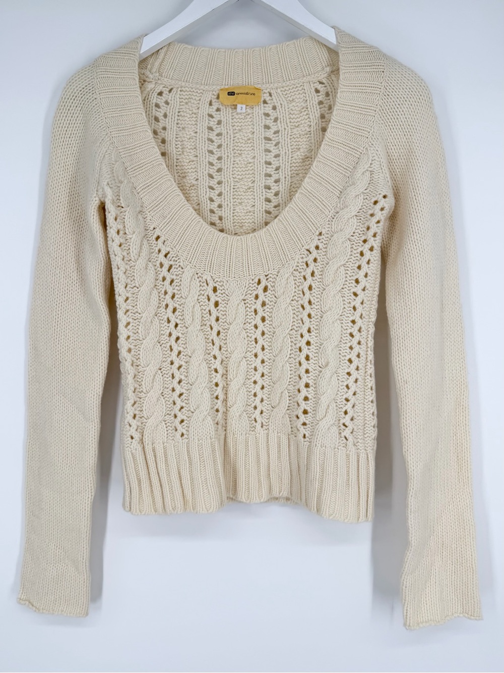Athe Vanessa Bruno Knit Low Scoop Neck Wool Sweater